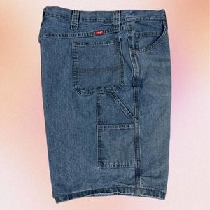 Wrangler 42 Medium Wash Carpenter Work Utility Denim Blue Jean Shorts